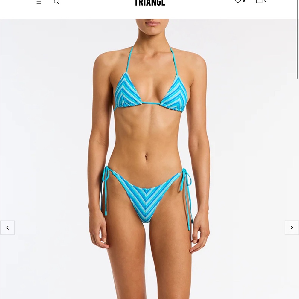 triangl swimwear Blue Striped Bikini Set top xxs bottom xs